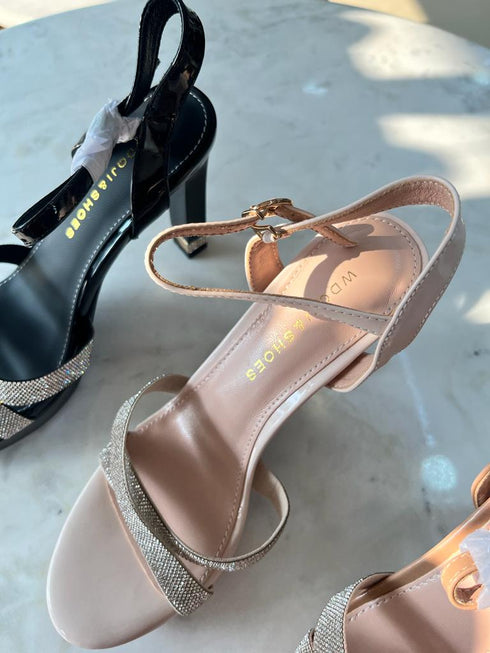 Shimmer Detail Chunky Heel